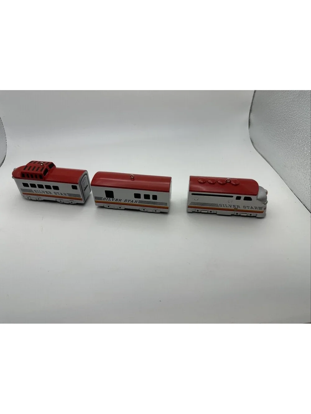 Hallmark Keepsake Ornament Silver Star Train Set Of 3 Cast Metal 1992 Heavy
